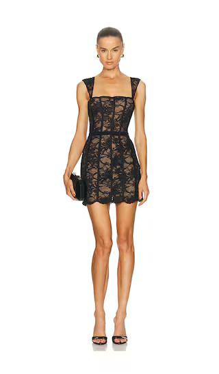 Lucie Lace Mini Dress in Black | Revolve Clothing (Global)