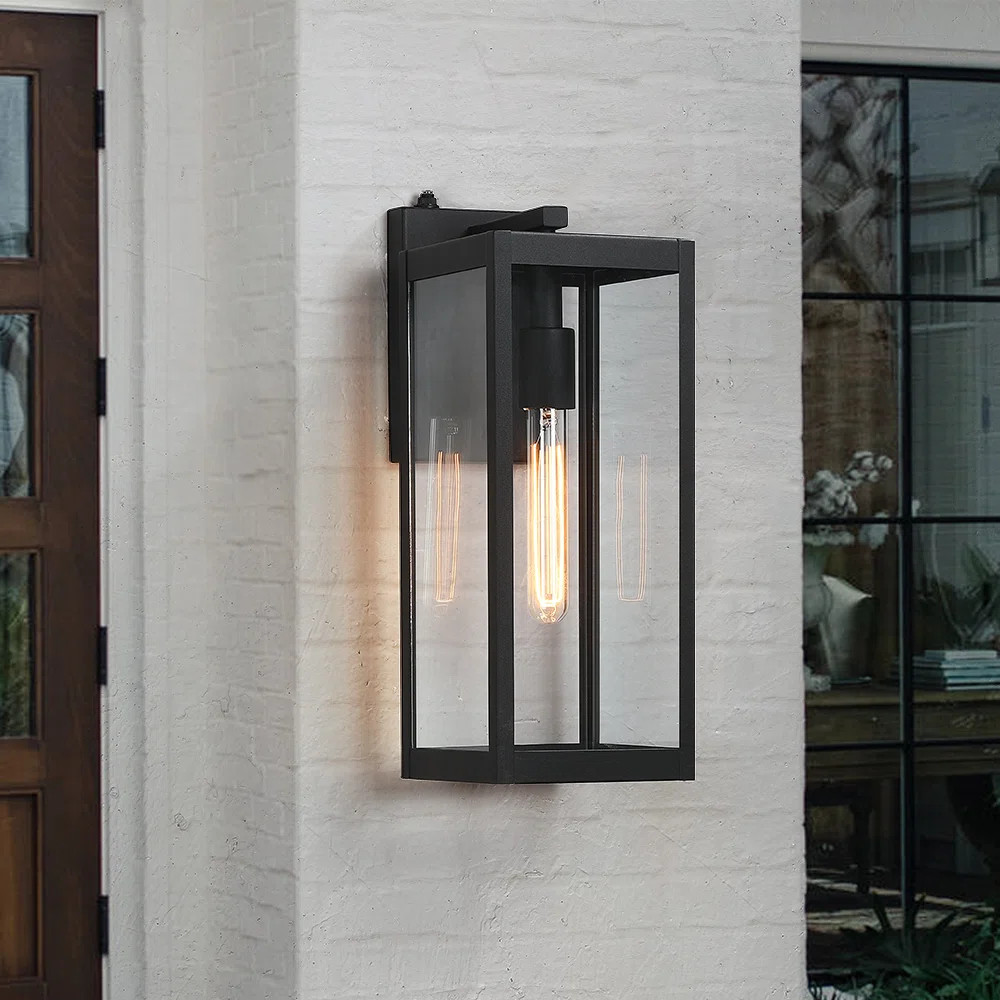 Black 16.5" H Dusk to Dawn Outdoor Wall Lantern Sconce | Wayfair North America