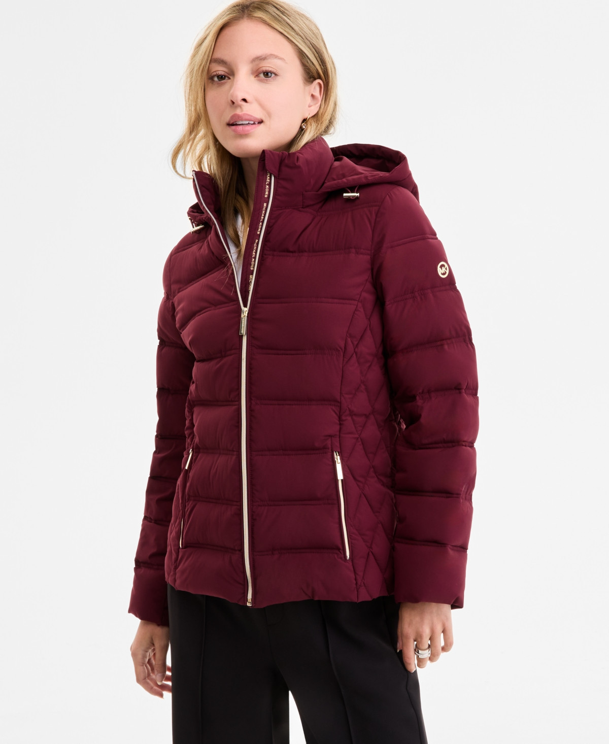 Michael Michael Kors Women's Hooded Packable Puffer Coat, Exclusively at Macy's - Oxblood | Macy's