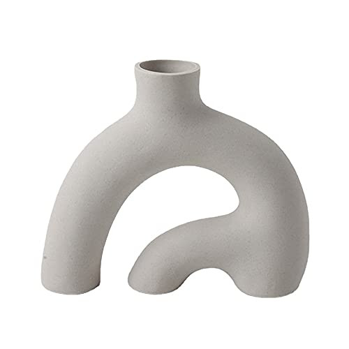 White Ceramic vase|7.09x5.91 inches|Nordic Style Decoration, Handmade Geometric Decoration vase, Art | Amazon (US)