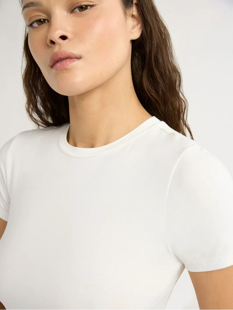 Scoop Women’s and Women’s Plus Stretch Cotton Baby Tee with Short Sleeves, XS-4X | Walmart (US)