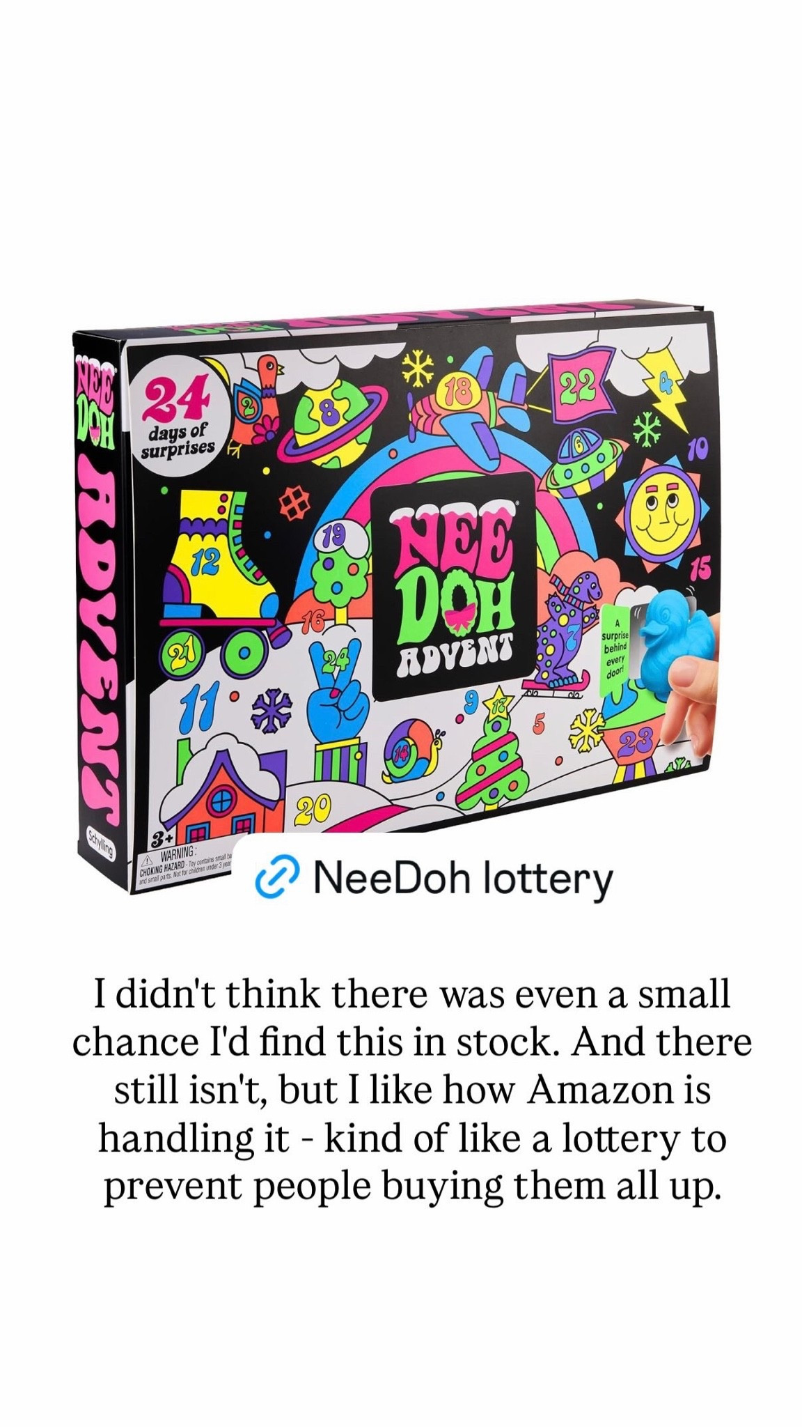 If you’re thinking about purchasing the NeeDoh Advent Calendar for a kid (or adult!) in your life this holiday season, there’s an overwhelming demand, so plan ahead now. Amazon is using a lottery system to control inventory, and if you want to enter their lottery, you can use the link here to request an invite.

#LTKmomlife #LTKKids