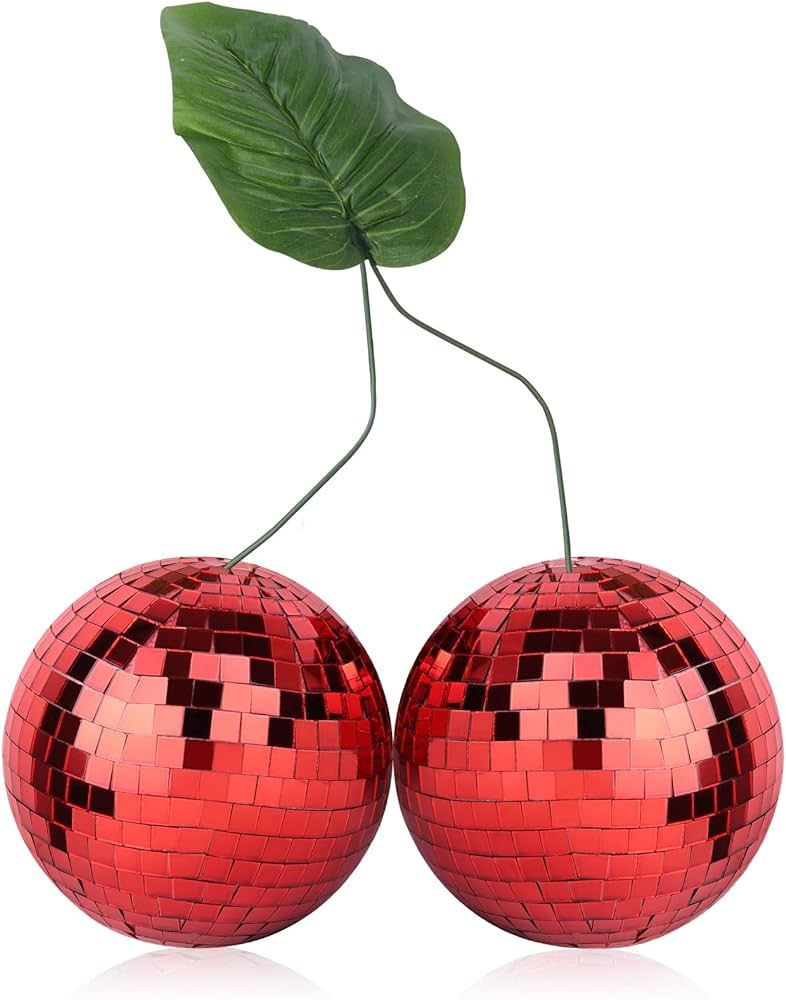 Cherry Disco Ball Decor, Double Mirror Ball Cherry Mirror Ball for DJ Club Stage Bar Party Weddin... | Amazon (US)