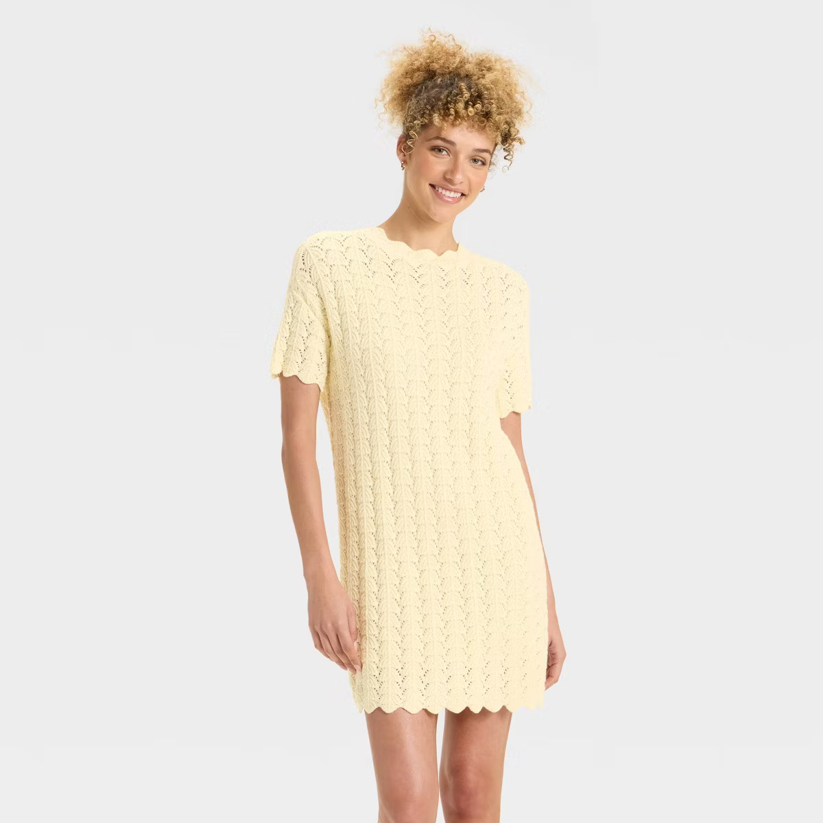 Women's Short Sleeve Pointelle Mini Sweater Dress - A New Day™ | Target
