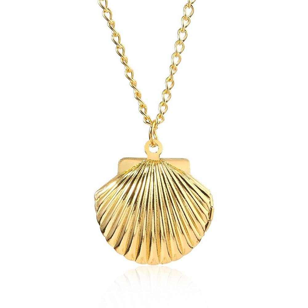 Ailiessy Shell Pendant Necklace Mermaid Shell Photo Frame Necklace for Women Teen Little Shell Lo... | Amazon (US)