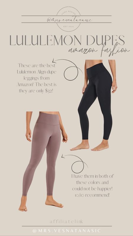 My favorite Lululemon Align DUPE leggings I found on Amazon! They are soft, and feel just like the Lululemon Aligns. I think they hold their shape a little better too! 10/10 recommend! 

Amazon, Amazon dupe leggings, Lululemon Align leggings, leggings, dupe leggings, leggings, Lululemon, 

#LTKstyletip #LTKfit #LTKFind
