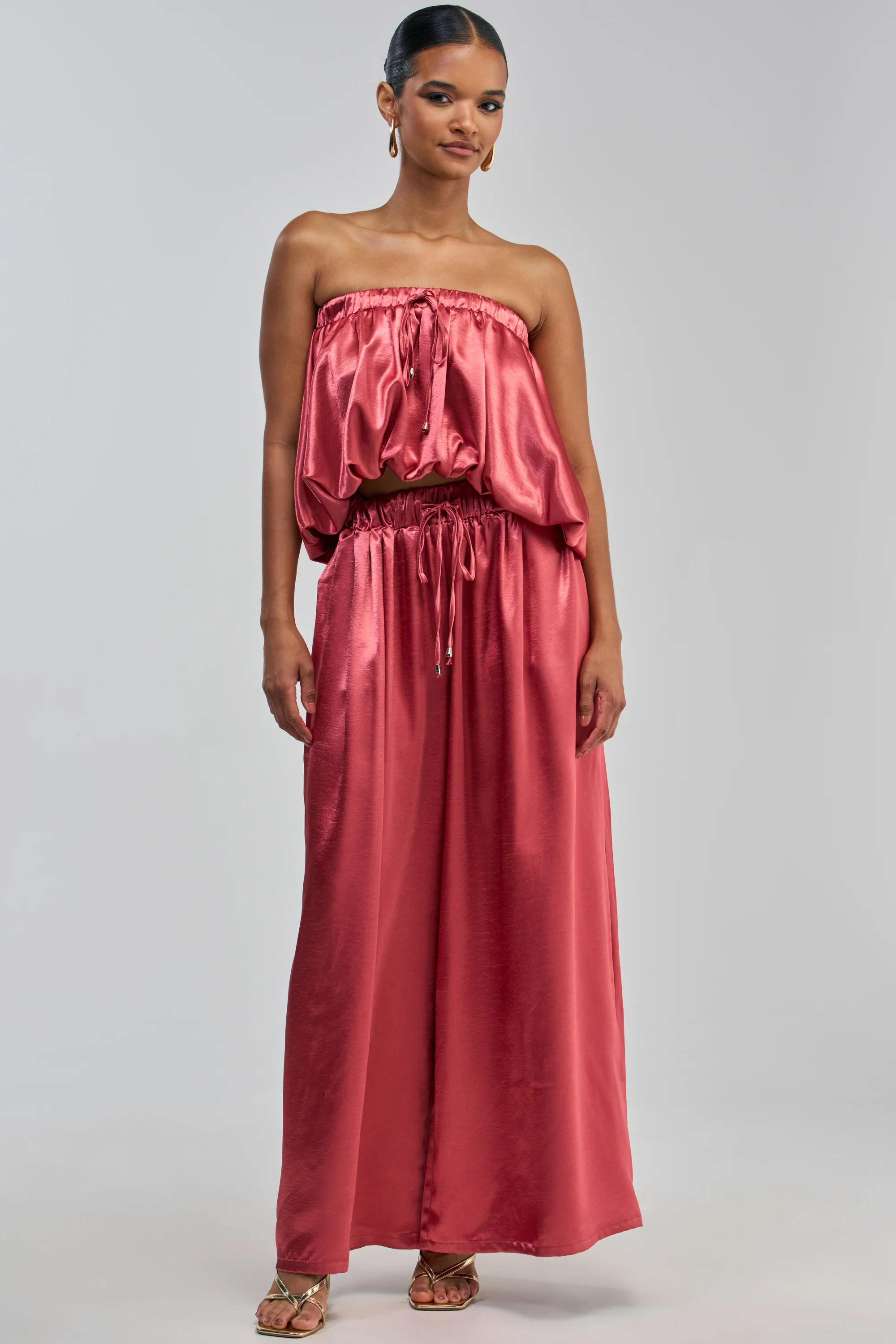 Satin Wide Leg Palazzo Pants, High Rise | AKIRA | AKIRA