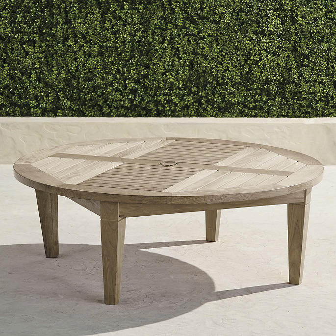 Teak Chat Table in Weathered Finish | Frontgate | Frontgate