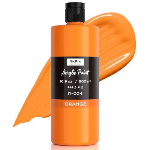 Nicpro Orange Large Acrylic Paint (16.9oz, 500ml), Non Toxic Pumpkin Paint | Amazon (US)