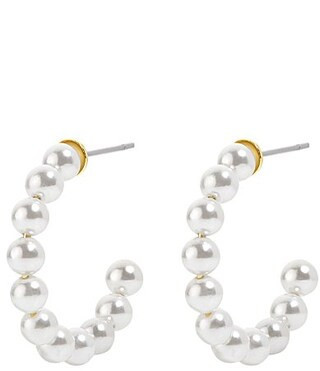 Electric Picks Beachwood Pearl Beaded Hoop Earrings - Gold | Dillard's