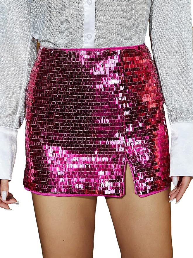 Floerns Women's Sequin High Waist Nightclub Party Bodycon Mini Skirt | Amazon (US)