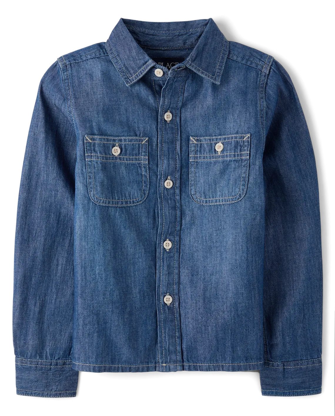 Boys Chambray Button Up Shirt - blue | The Children's Place