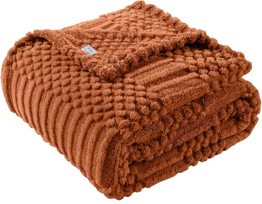 Rust Throw Blanket - Soft & Fluffy Fleece, Cute & Aesthetic, Perfect for Sofa, Couch, Chair, Bed,... | Amazon (US)