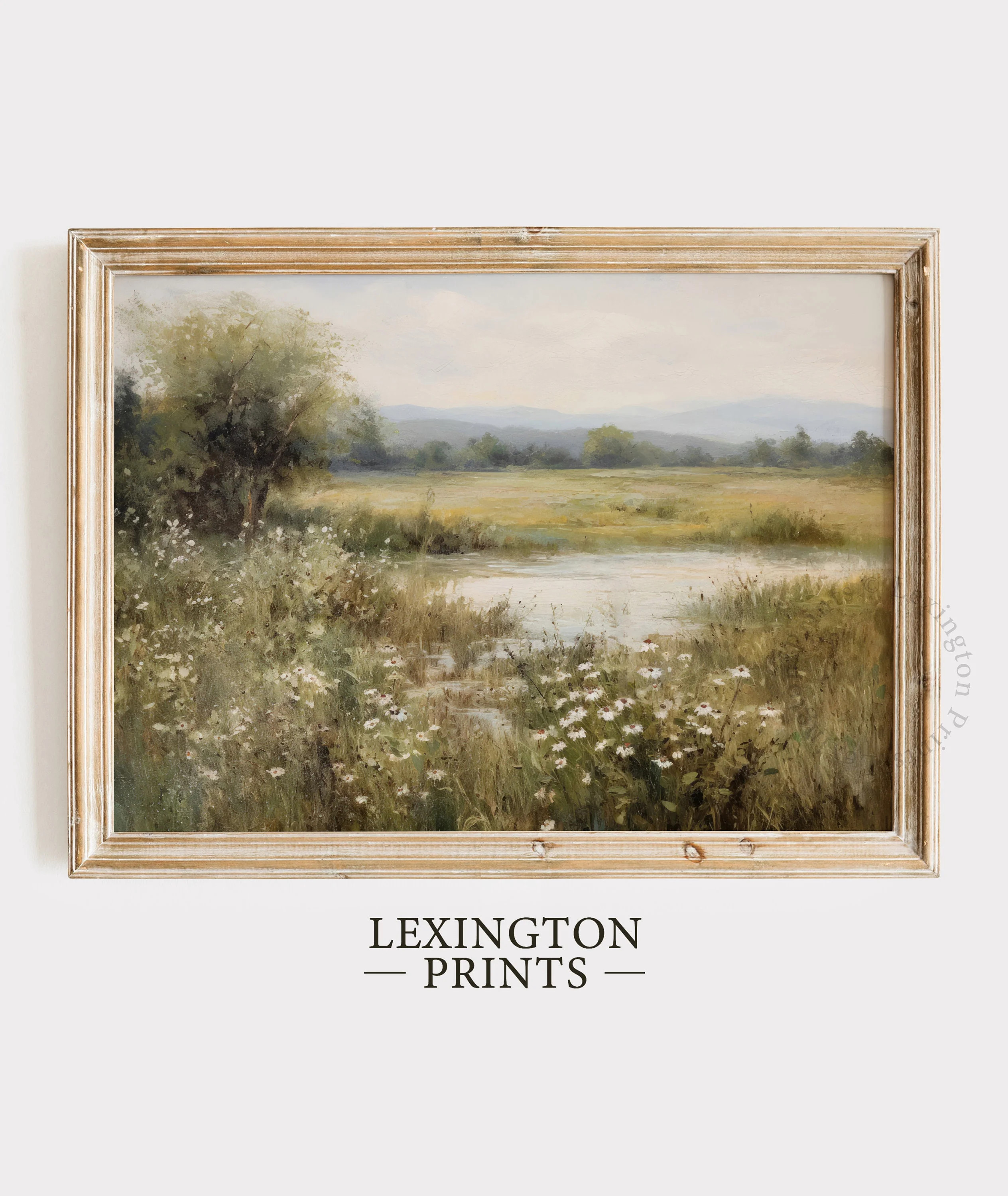 Spring Wildflower Field Landscape Painting Spring Poster Vintage Farmhouse Poster Neutral Wall Ar... | Walmart (US)