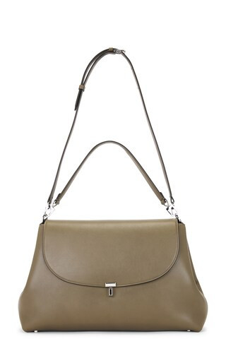 Toteme T-lock Leather Satchel Bag in Taupe | FWRD 
