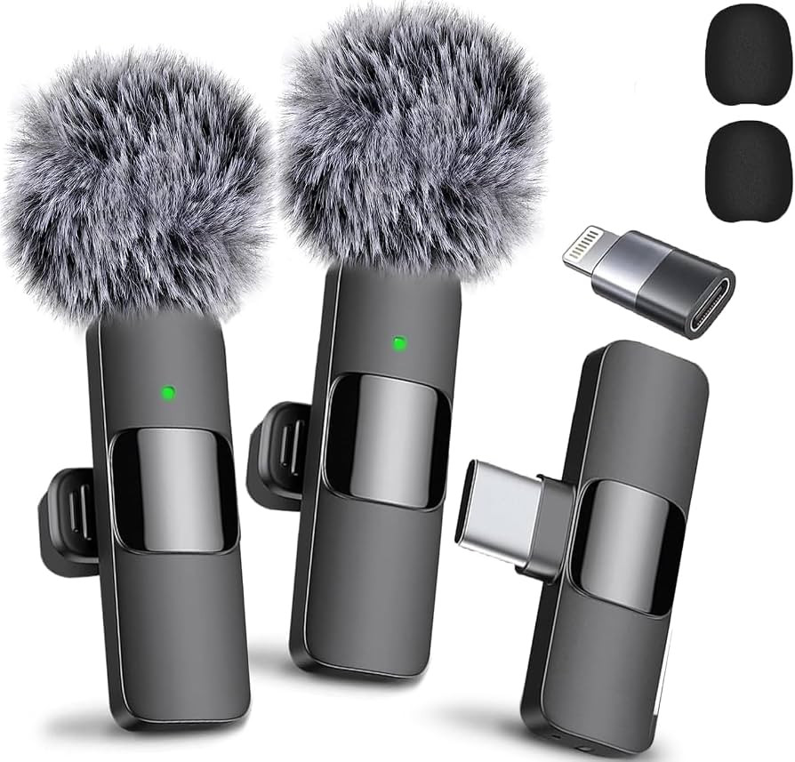 2024 Professional Wireless Lavalier Microphone for iPhone 15 Pro Max, iPad, Android - 2 Pack Nois... | Amazon (US)