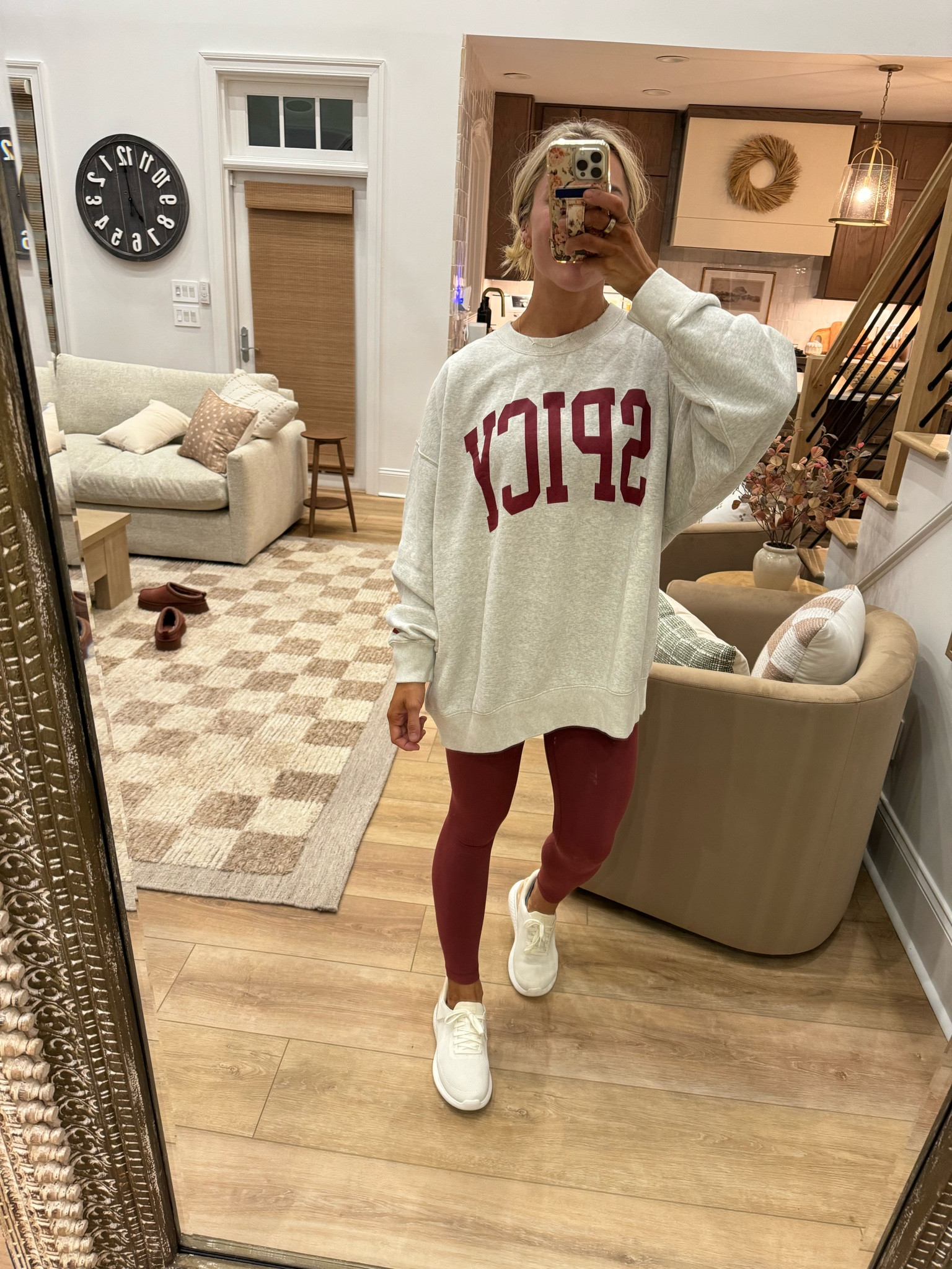 My new fave crewneck — 😂🌶️🥵 of course it’s just about sold out, but it should restock! Also comes in Matcha or Carbs! 🤎 in the XL! Leggings are old Lulu & shoes are Kizik👏🏼

Abercrombie / comfy / casual / fall fit inspo / Holley Gabrielle 

#LTKStyleTip #LTKFindsUnder100 #LTKFallSale