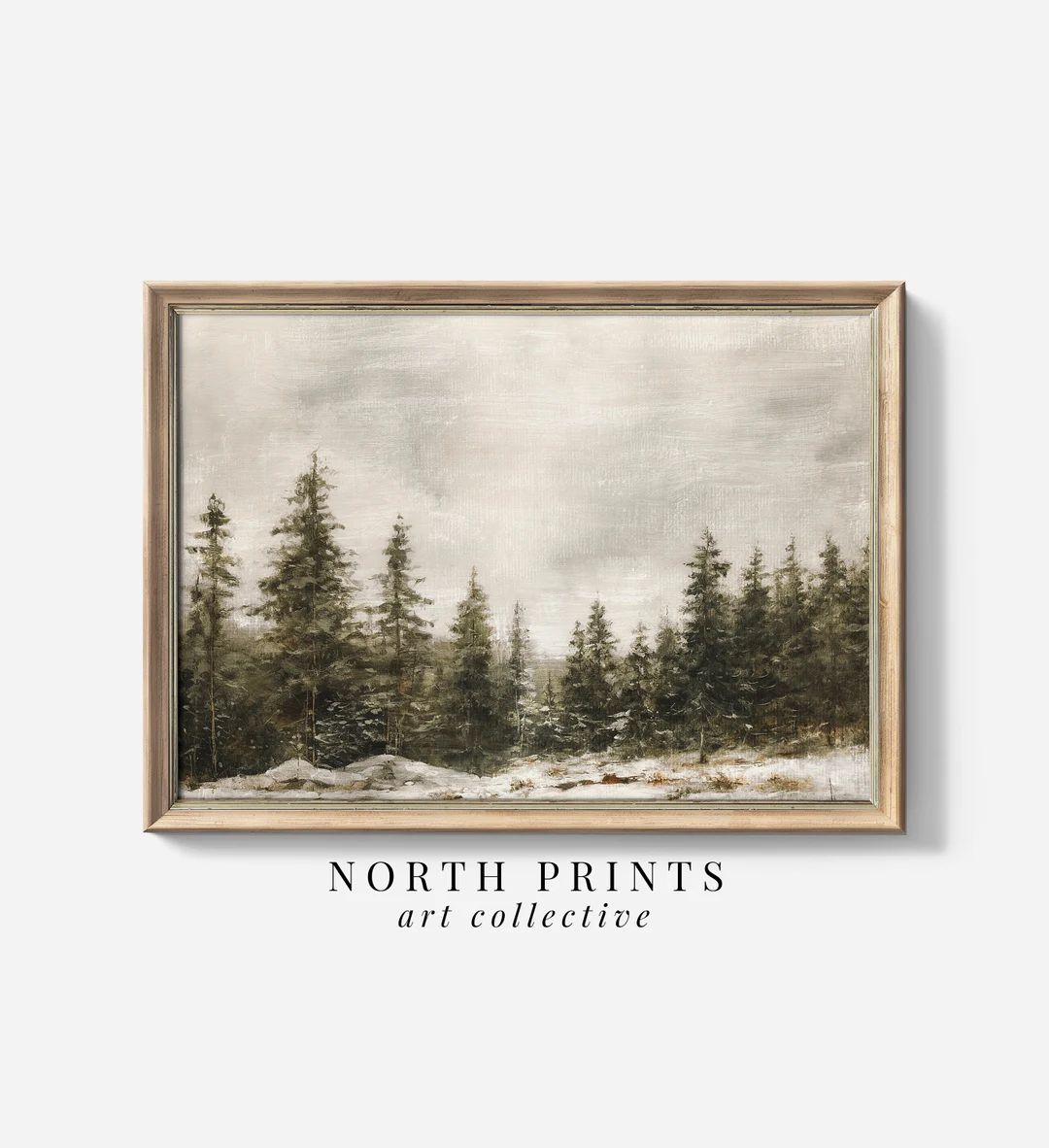 Winter Pine Forest Christmas Painting DIGITAL Art | Rustic Landscape PRINTABLE Digital Download |... | Etsy (US)