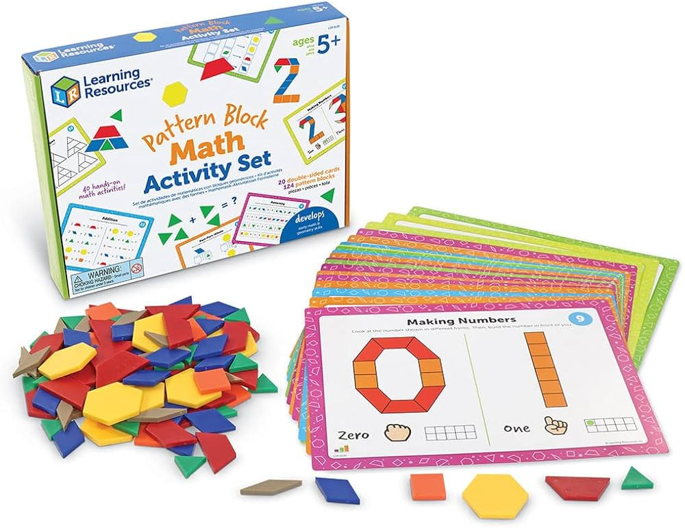 Learning Resources Pattern Block Math Activity Set, Math Games for Kids, Educational Games, Presc... | Amazon (US)