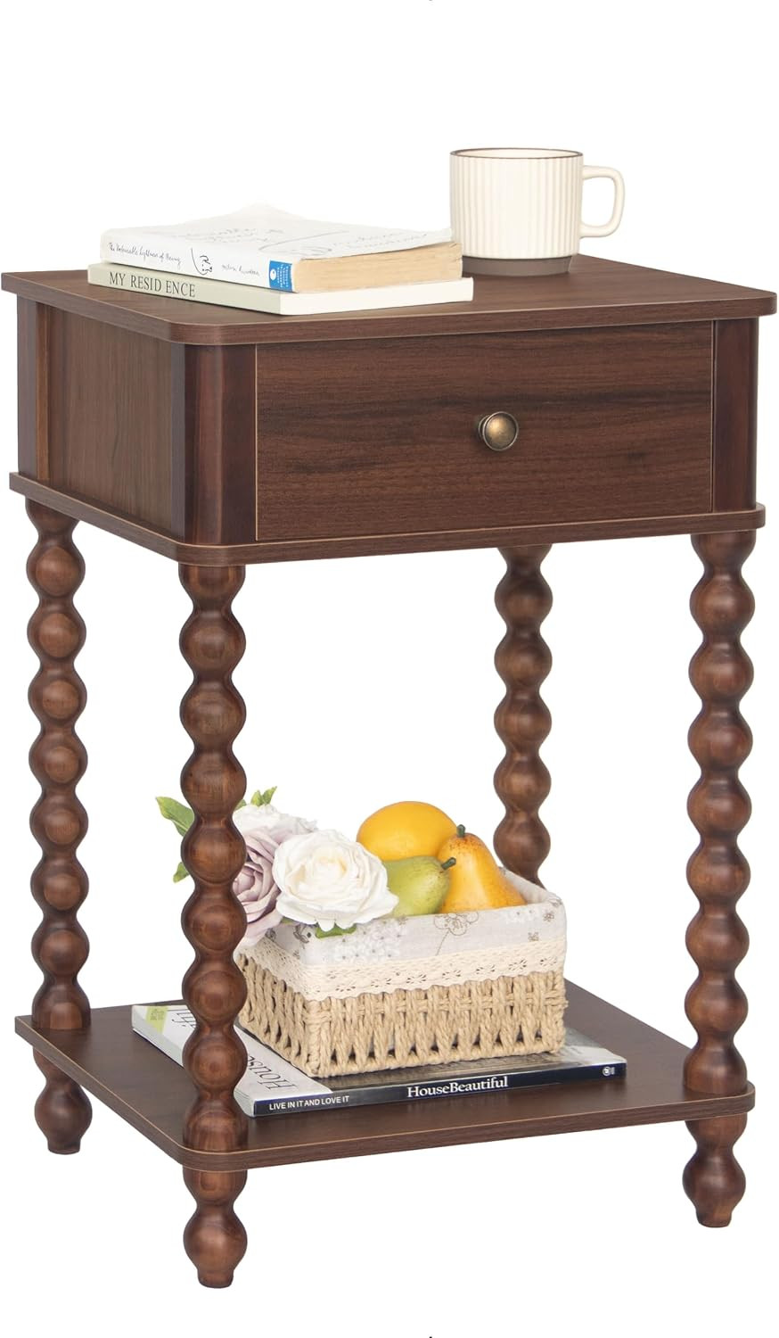 AWASEN Walnut Nightstand, Small End Table with Storage for Living Room | Amazon (US)