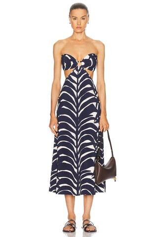 Johanna Ortiz Ocean Layers Ankle Dress in Navy | FWRD 