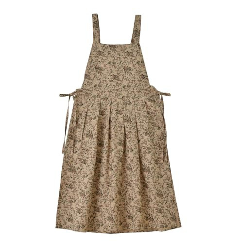 Quinieda Adult Kitchen Apron Floral Apron Cotton Waterproof Adjustable Vintage Apron Cooking Baking Garden Chef Apron with Pocket (Coffee) | Amazon (US)