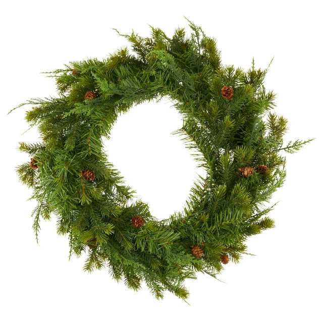 Sonoma Cypress Evergreen Artificial Christmas Wreath, 24 in x 24 in, by Holiday Time | Walmart (US)