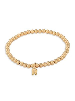 Saks Fifth Avenue 14K Yellow Gold Initial Charm Beaded Bracelet on SALE | Saks OFF 5TH | Saks Fifth Avenue OFF 5TH
