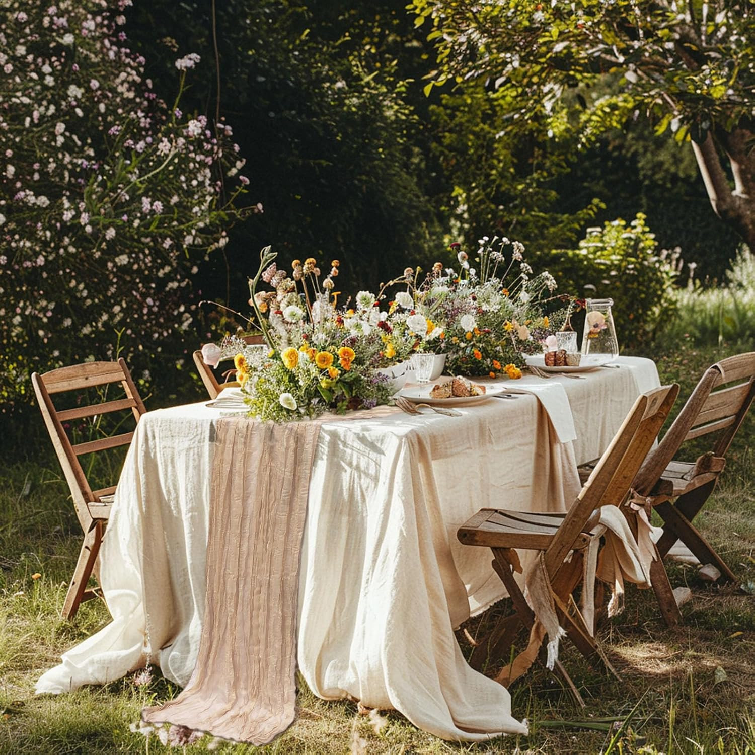 Beige Cheesecloth Table Runner 10Ft 1Pcs for Boho Wedding Farmhouse Party Rustic Gauze Table Runn... | Amazon (US)