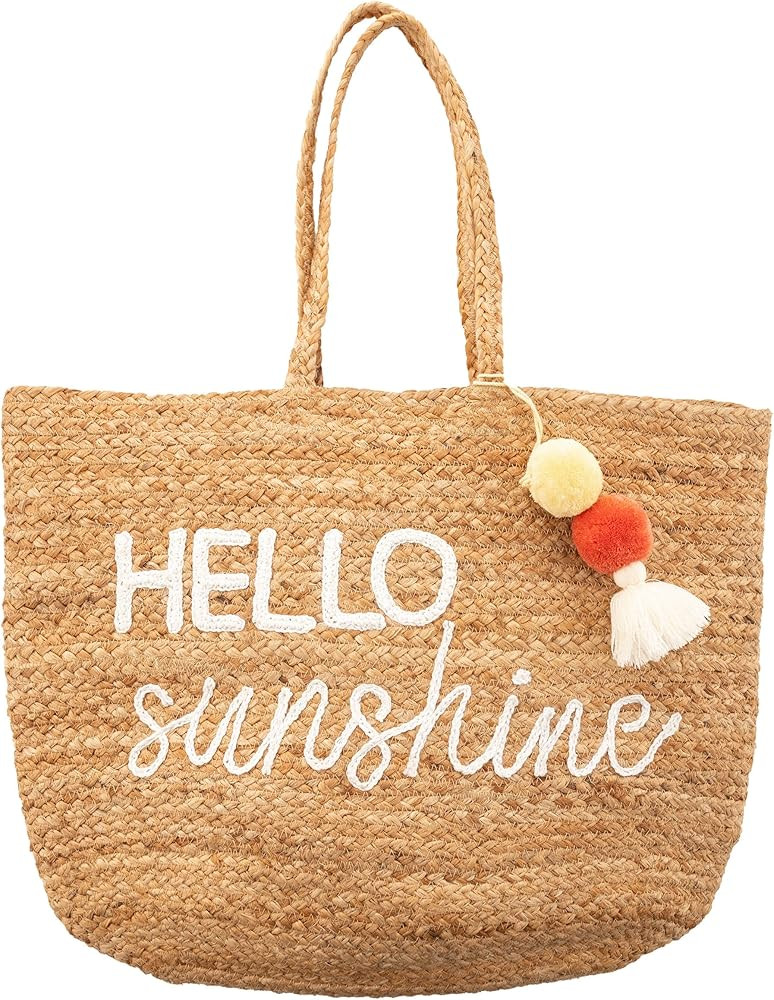 Karma, Women Jute Beach Bag, Woven Straw Beach Tote Bag, Jute Travel Tote with Tassel | Amazon (US)