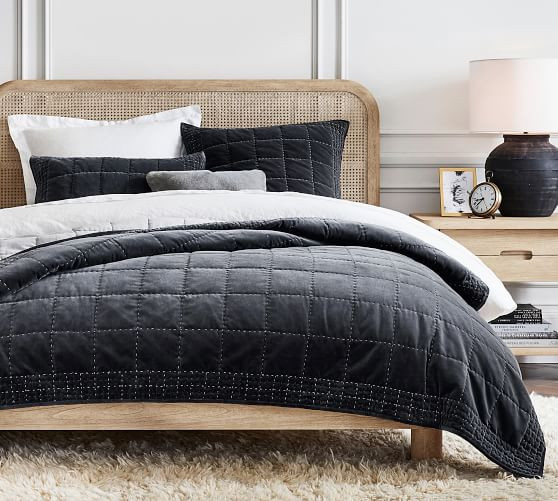 Velvet Handcrafted Box Stitch Quilt | Pottery Barn (US)