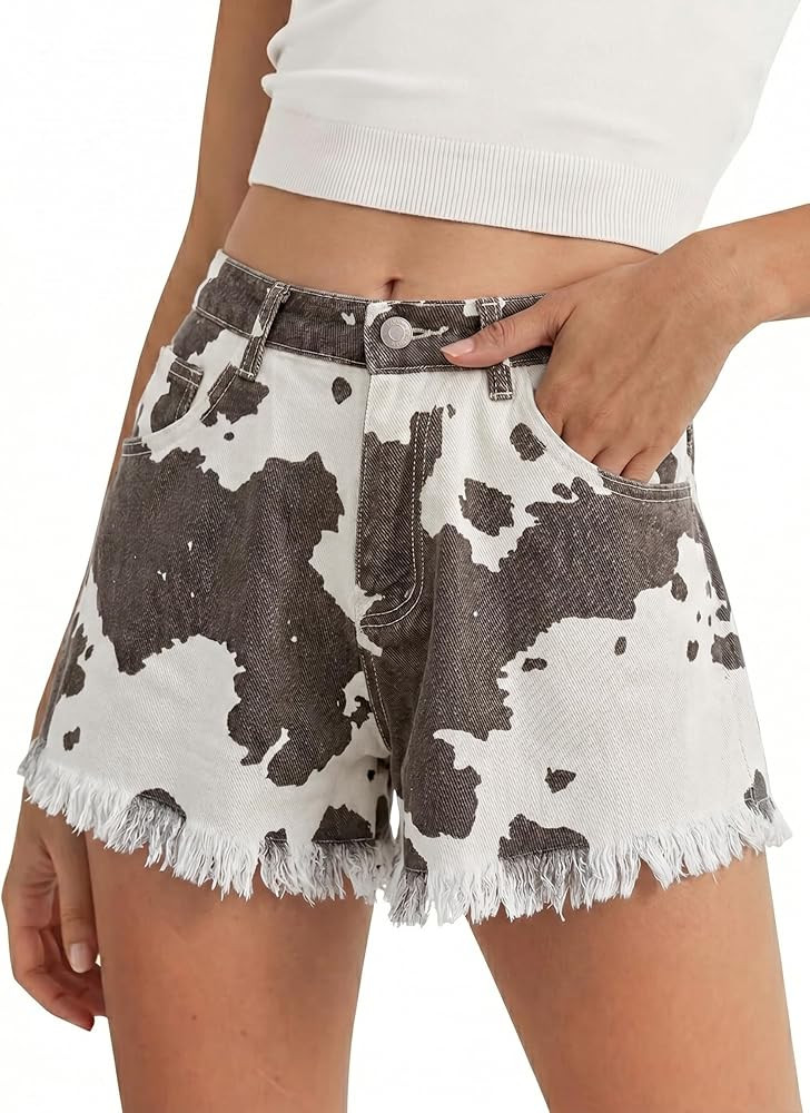 Tankaneo Jean Shorts for Women Summer Elastic High Waisted Raw Hem Denim Shorts Casual Stretchy H... | Amazon (US)