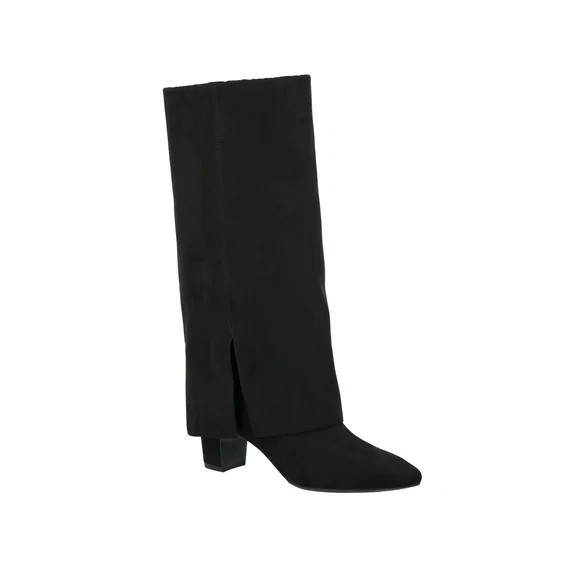 Time and Tru Women's Faux Suede Foldover Tall Boots | Walmart (US)