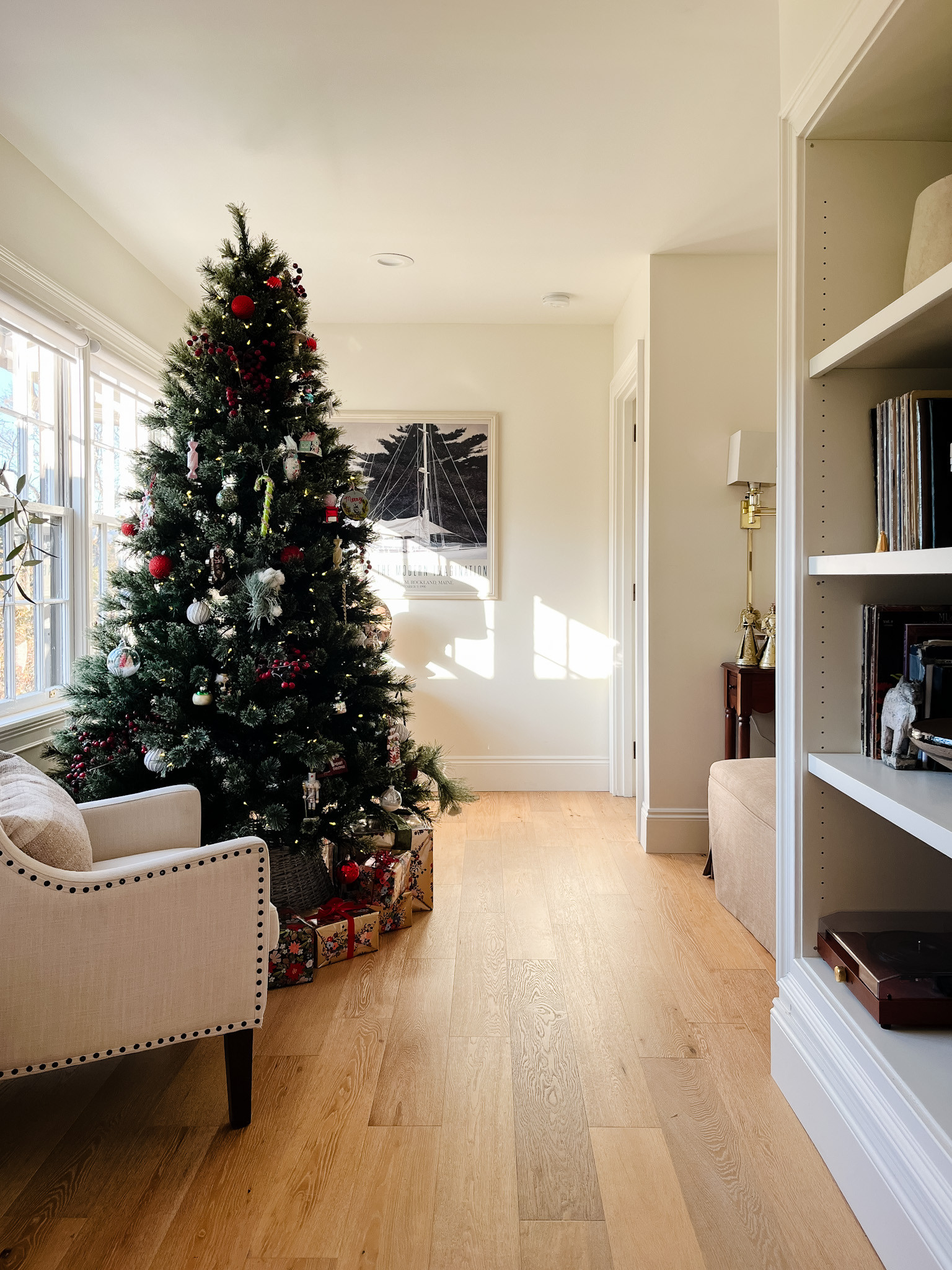 Sunlight, soft neutrals, and a tree dressed in all the nostalgia — Lauren’s sitting room is pure Christmas magic. Classic upholstery, warm wood floors, and whimsical ornaments come together to create an extra-cozy holiday corner. The perfect spot for morning coffee… or sneaking a peek at the gifts under the tree. ✨🎄
Shop a similar look below to recreate this timeless, cozy holiday feel at home. 

 #LTKHoliday #LTKSeasonal #LTKHome