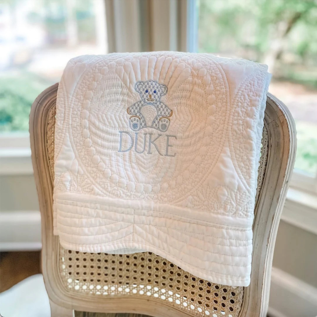 Monogrammed Heirloom Baby Quilt  Baby Gift Personalized  - Etsy | Etsy (US)