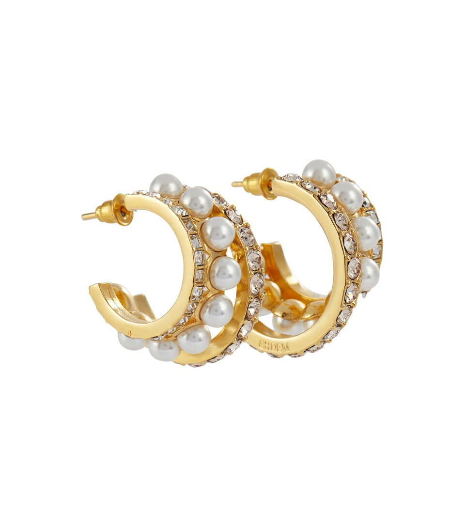 Crystal and faux pearl hoop earrings | Mytheresa (DACH)