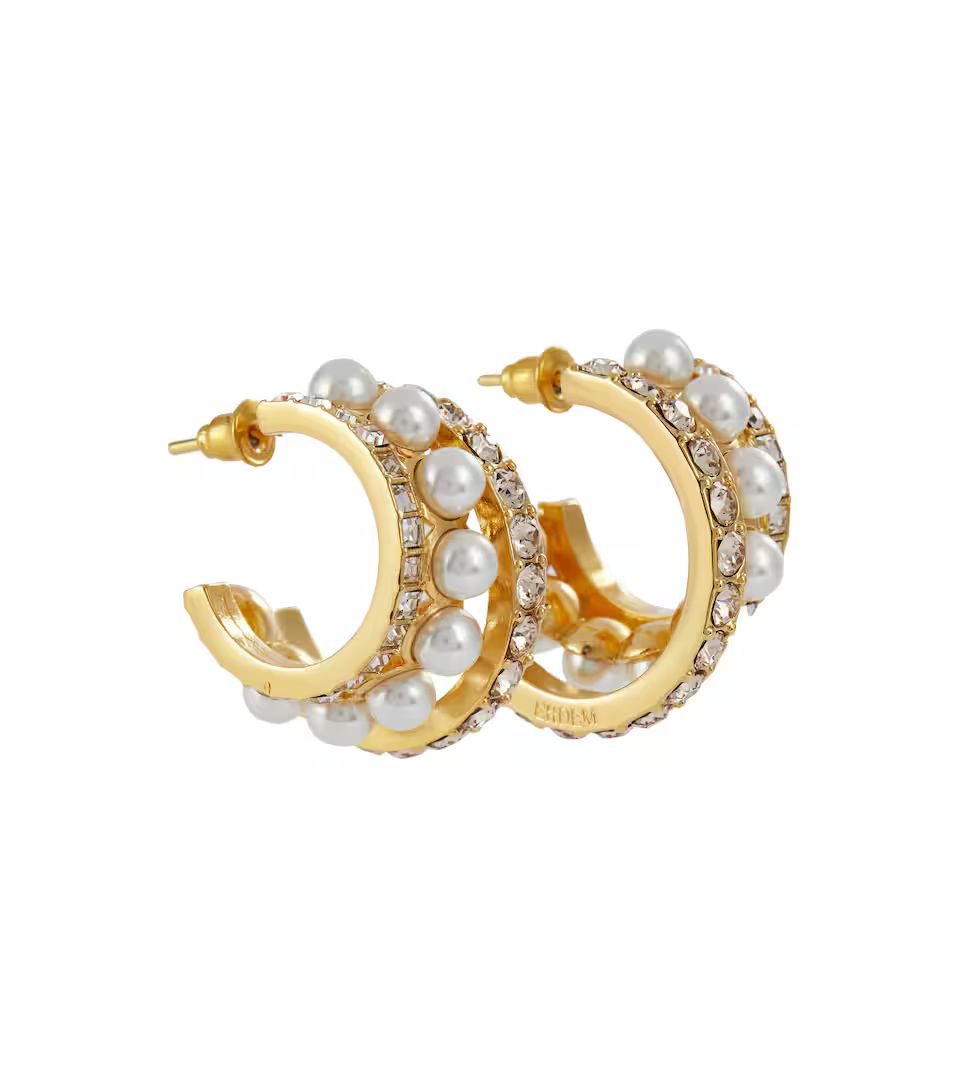 Crystal and faux pearl hoop earrings | Mytheresa (DACH)
