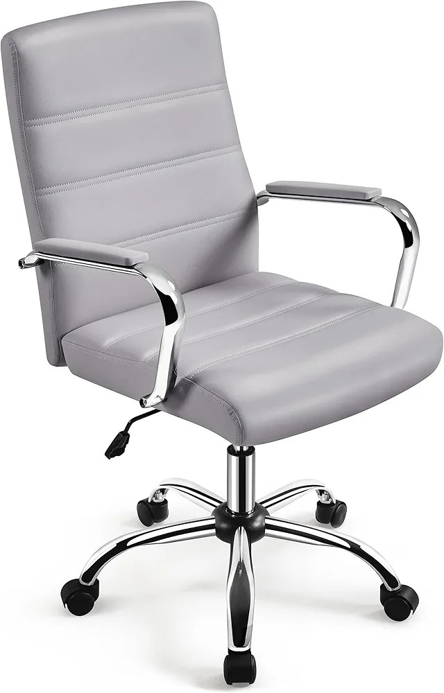 Yaheetech Silla Giratoria de Oficina Sillón de Trabajo con Respaldo Tapizado Asiento Cuero Sint... | Amazon (ES)