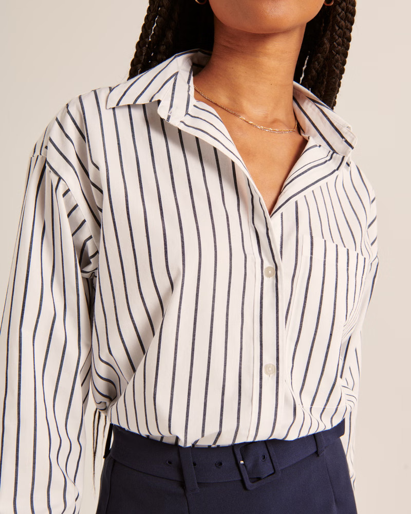 Oversized Poplin Button-Up Shirt | Abercrombie & Fitch (US)