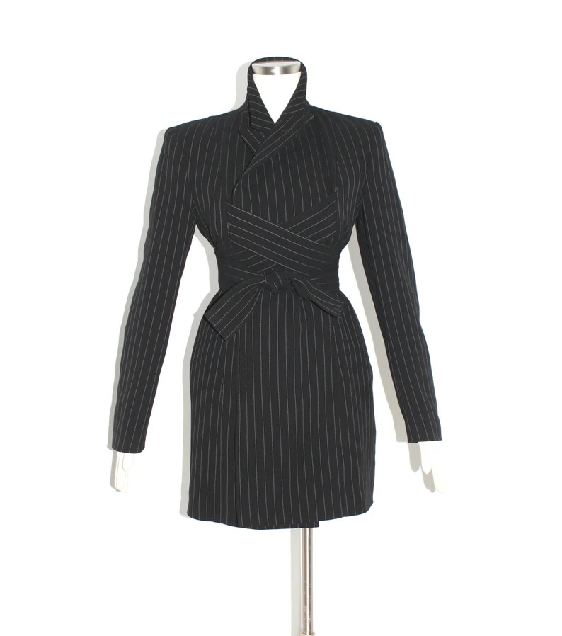 JEAN PAUL GAULTIER Vintage Femme Coat Pin Stripe Wrap Strap Bondage Jacket - Authentic - - Etsy U... | Etsy (US)