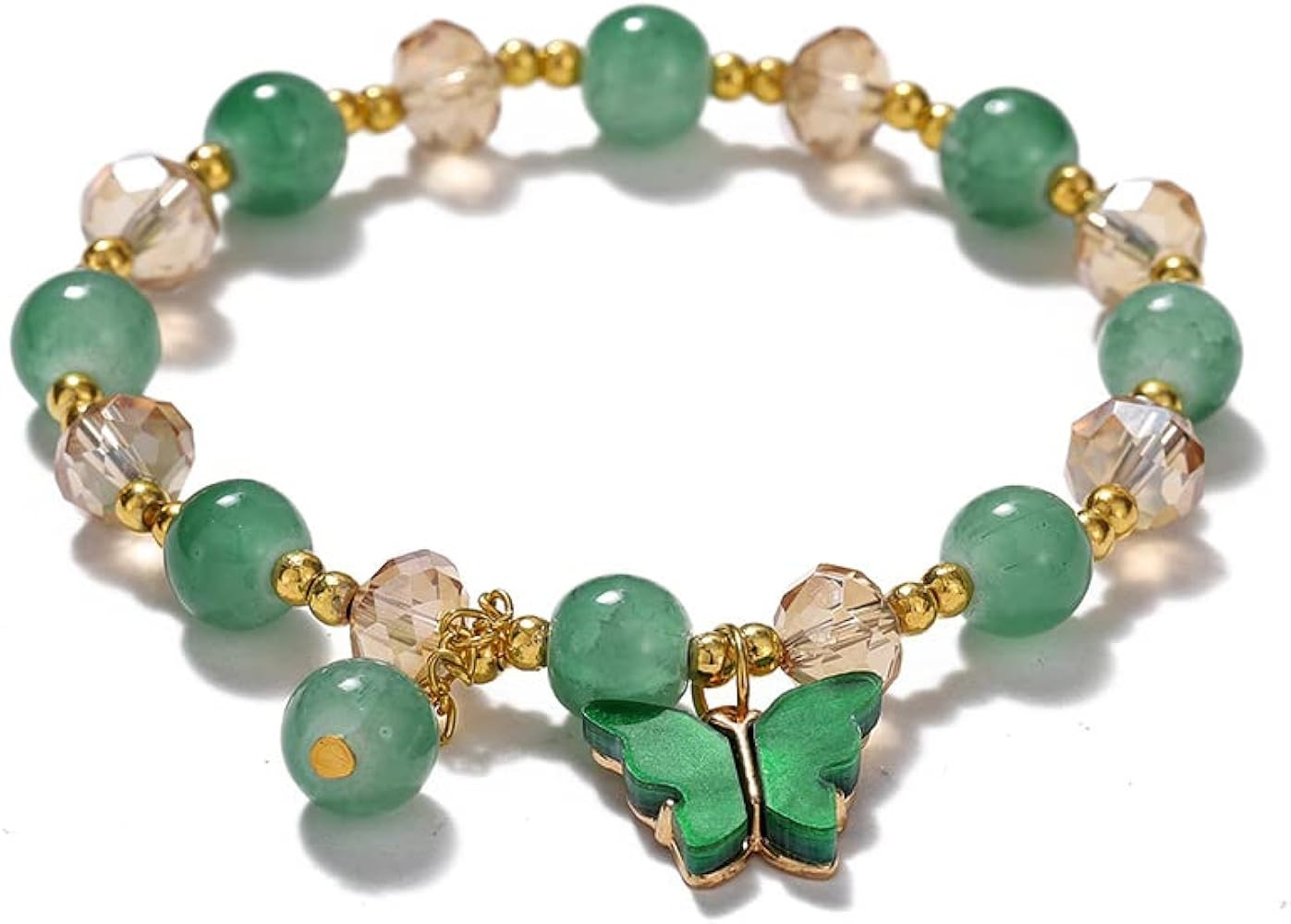 Pulsera de cristal de mariposa de jade chapada en oro para mujer, estilo chino, pulsera de cuenta... | Amazon (US)