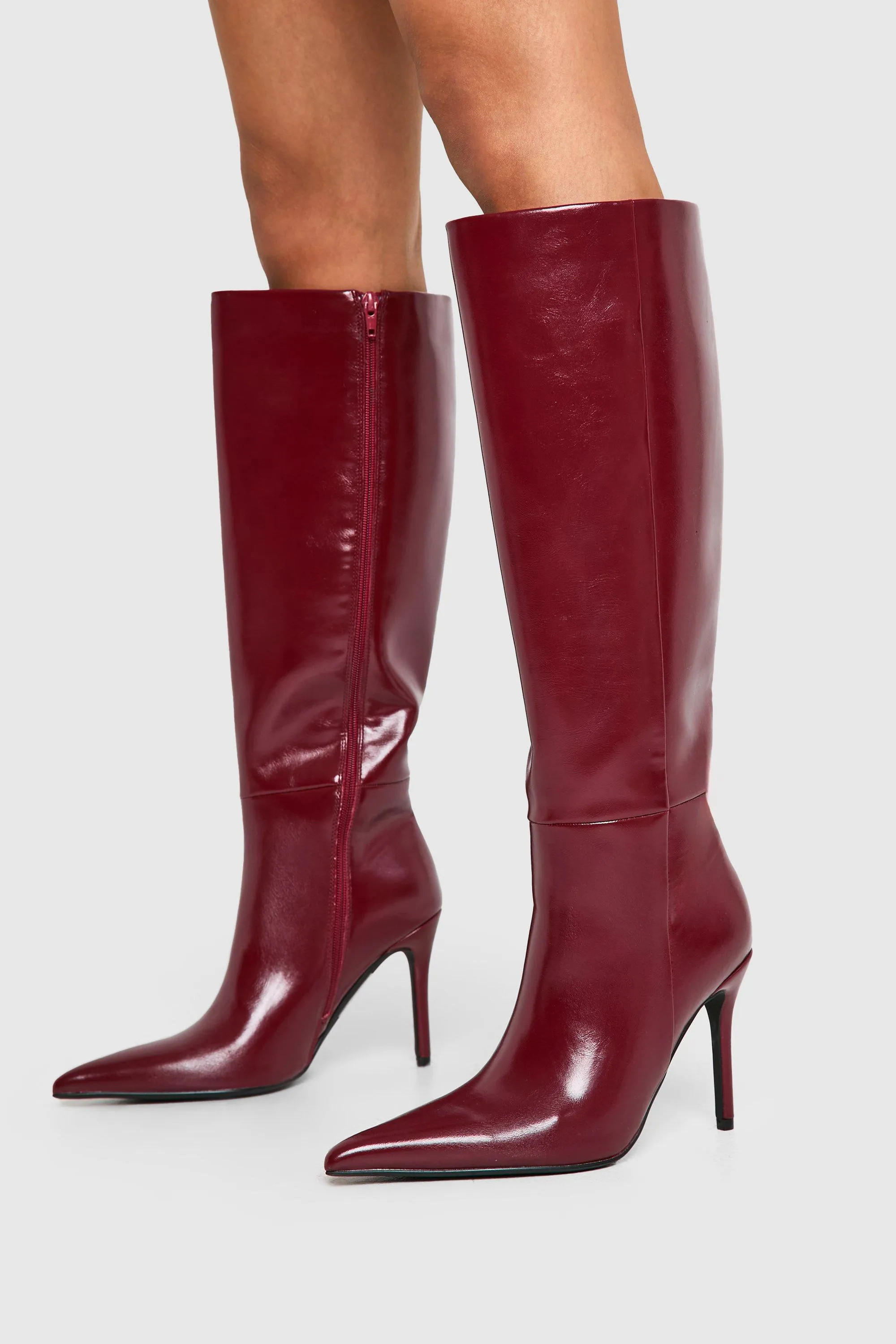 Stiletto Pointed Knee High Boots | boohoo (US & Canada)
