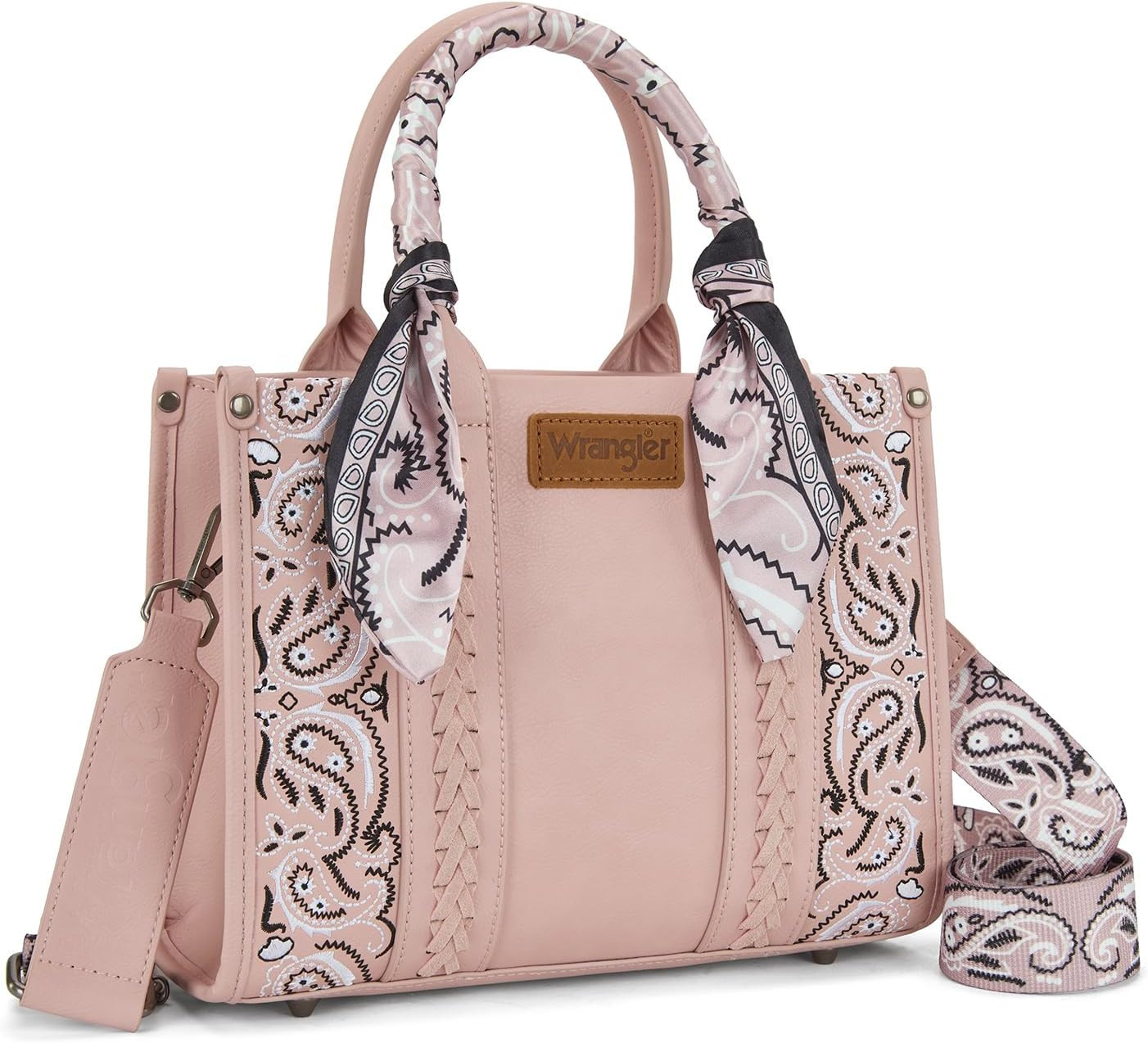 Wrangler Desert Paisley Medium Tote Bag for Women Floral Embroidered Top Handle Handbags with Bandana | Amazon (US)