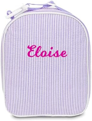 MT WORLD Personalized Lunch Bag Tote Custom Embroidery Name Reusable Seersucker Stripe Pattern In... | Amazon (US)