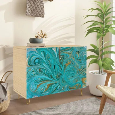 Sideboard Buffet Cabinet with Storage Marble abstract acrylic marbling artwork texture with 2 Doors for Living Room and Kitchen | Wayfair North America