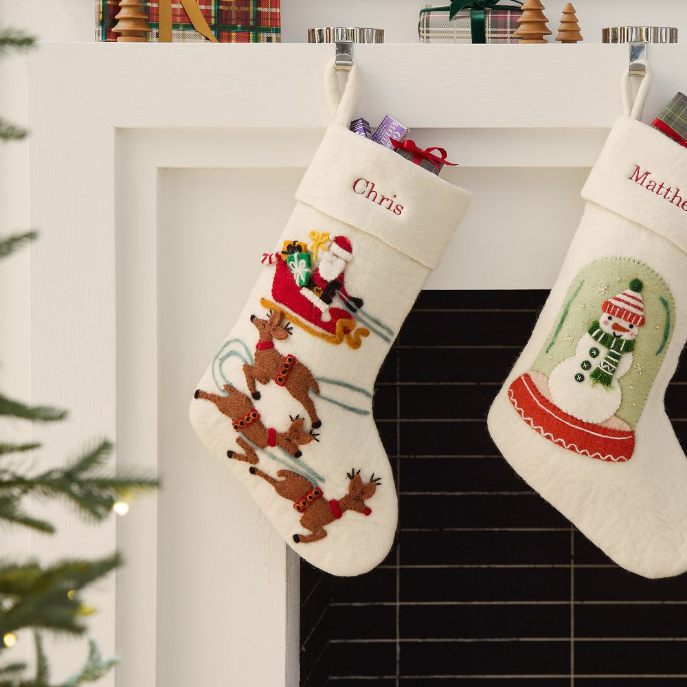 Felt Santa &amp; Sleigh Stocking | West Elm (US)