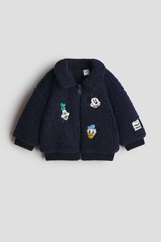 H & M - Teddy Fleece Jacket with Embroidered Details - Blue | H&M (US + CA)