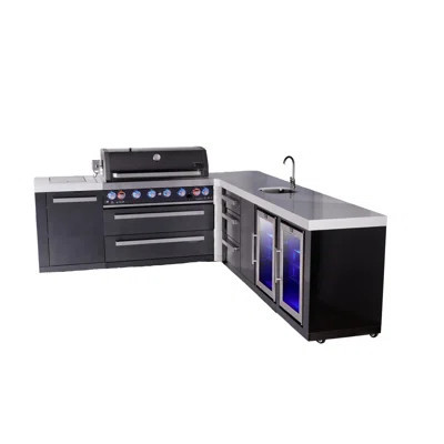 Mont Alpi 6-burner 94"x113" L-shaped Premium Black Stainless Steel Modular Outdoor Kitchen Island Bbq Gas Grill + Beverage Center Sink & Faucet + Refr | Wayfair North America