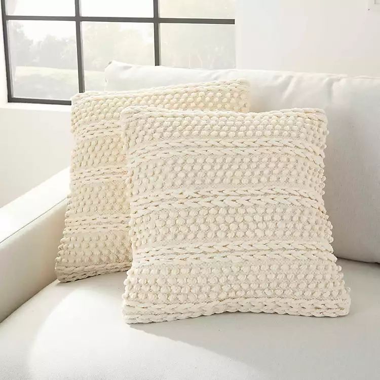 Vanilla Woven Stripes Throw Pillows, Set of 2 | Kirkland's Home