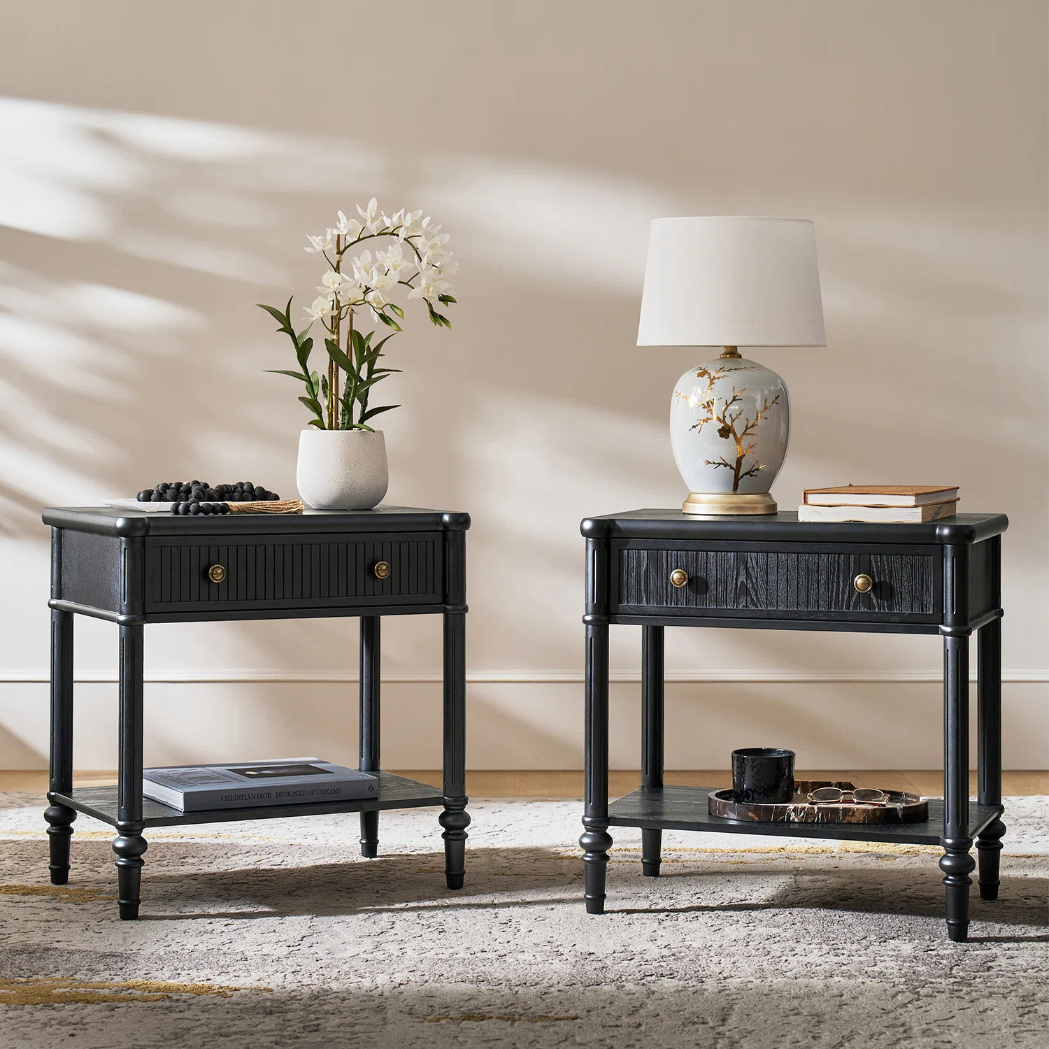 Jacky Transitional 26"Tall 1-Drawer End Table with Built-In Charging Ports  (Set of 2) | Wayfair North America